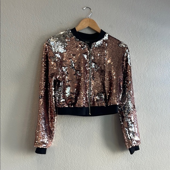 Forever 21 Metallic Sequin Bomber Jacket - Picture 1 of 8